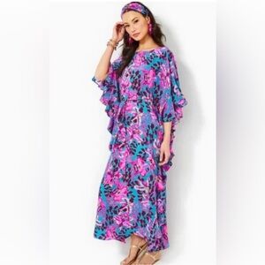 Lilly Pulitzer Blue and Pink Silk Caftan